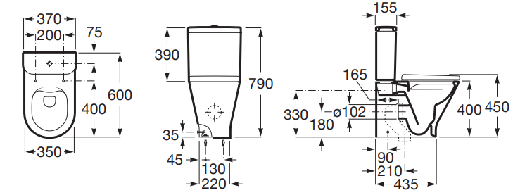 cotas de la taza rimless